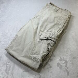 Old Navy Y2K Cargo Pants Mens 34x30 Beige Baggy Utility Cotton Loose Skater